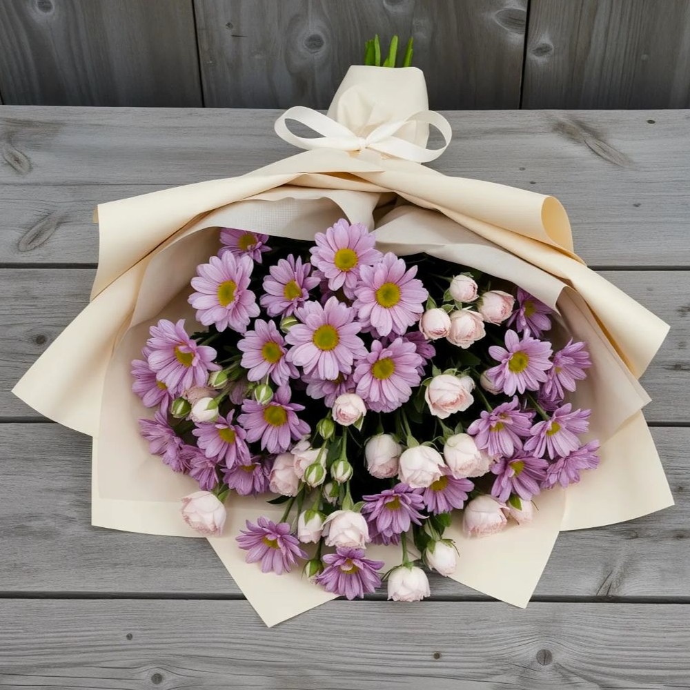 Букет цветов из: Розы и Хризантемы в Посёлок санатория «Подмосковье»