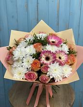 Букет цветов из:  Розы, Герберы и Хризантемы в Посёлок санатория «Подмосковье»