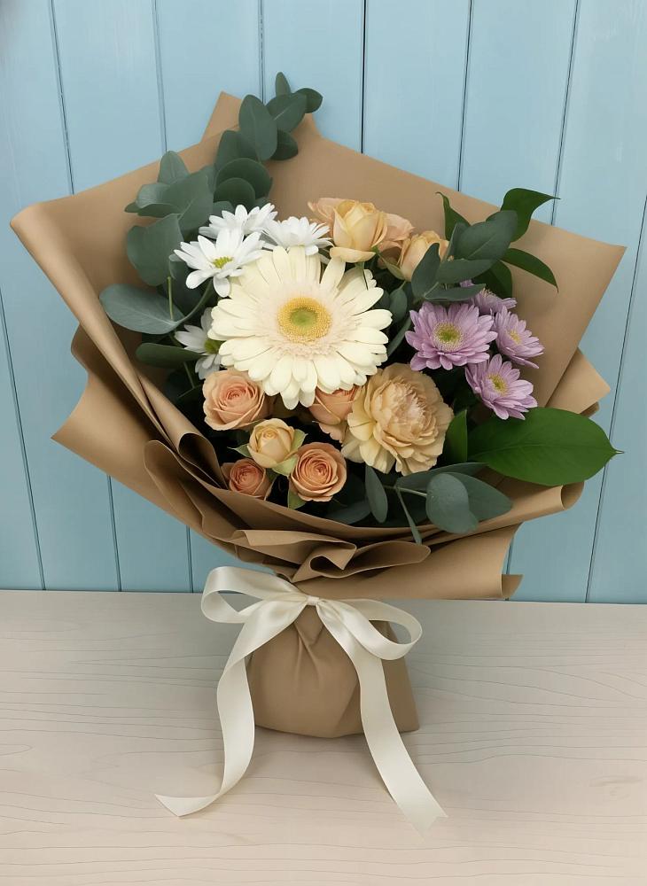 Букет цветов из: Герберы и Хризантемы в Посёлок санатория «Подмосковье»