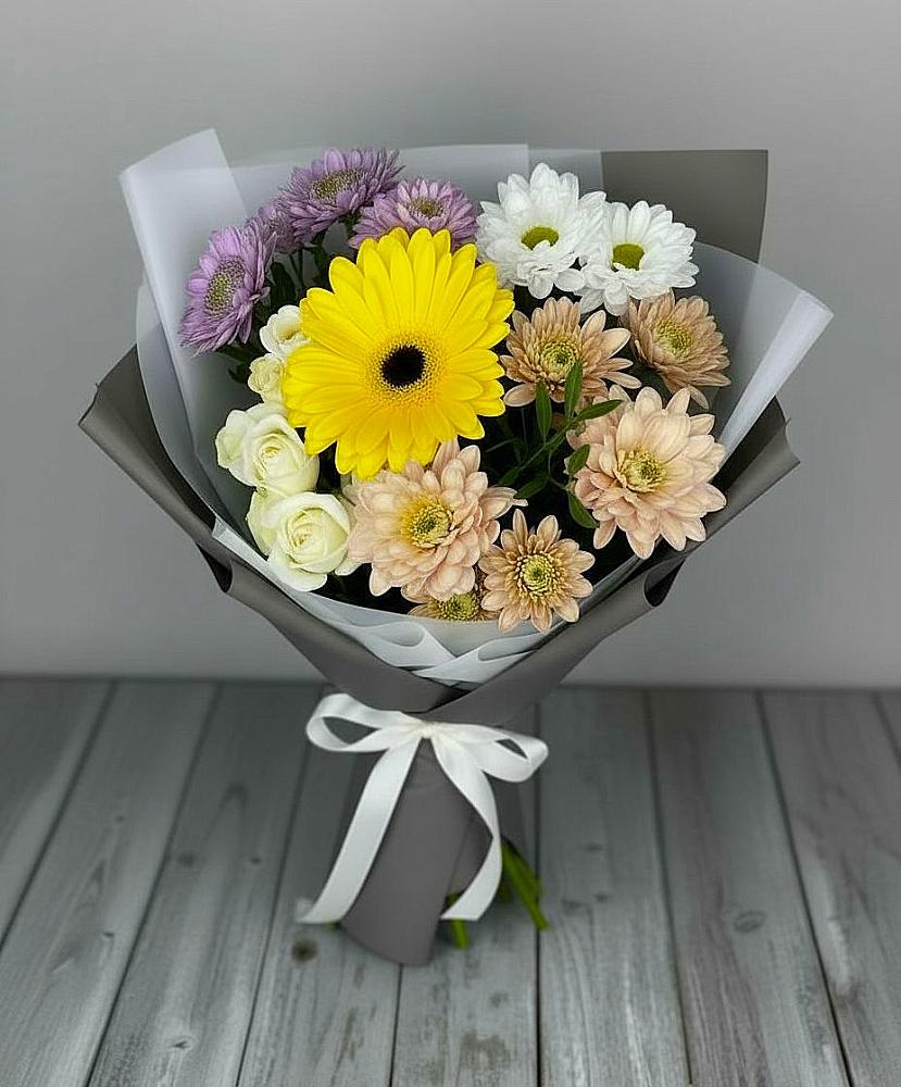 Букет цветов из: Розы, Герберы и Хризантемы в Посёлок санатория «Подмосковье»