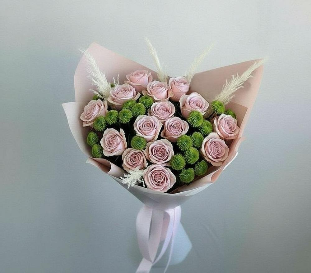 Букет цветов из: Розы и Хризантемы в Посёлок санатория «Подмосковье»