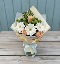 Букет цветов из:  Герберы, Розы и Хризантемы в Посёлок санатория «Подмосковье»