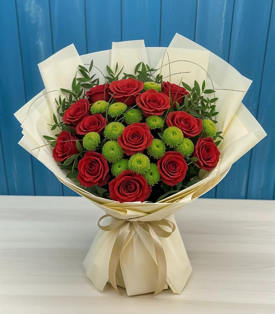 Букет цветов из: Розы и Хризантемы в Посёлок санатория «Подмосковье»