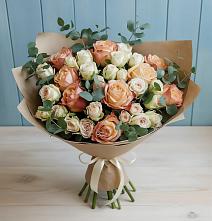 Букет цветов из:  Альстромерии и Розы в Посёлок санатория «Подмосковье»