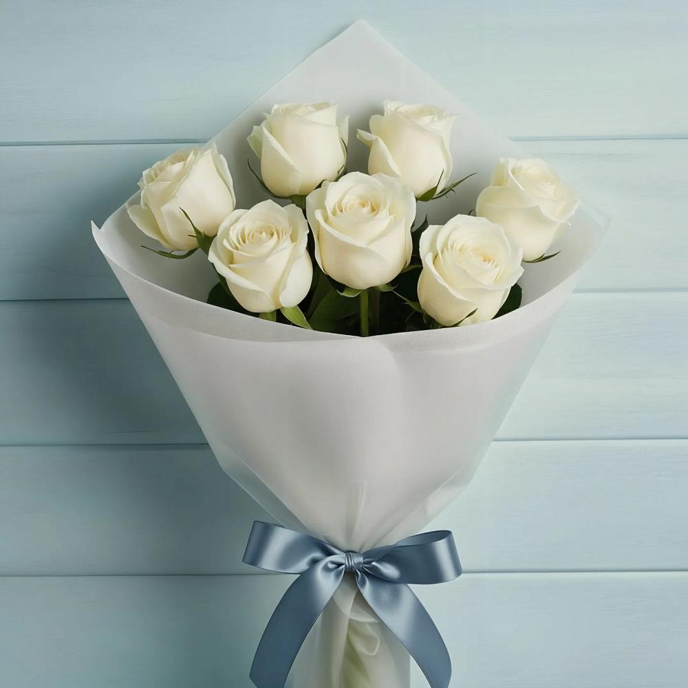 Букет 7 Белых роз Эдлесс Лав в Посёлок санатория «Подмосковье»
